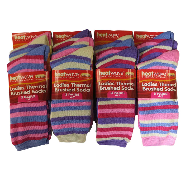 12 Pack Womens Thermal Winter Socks Extra Warm for Cold Weather High Insulation with 2.3 Tog Rating Perfect for Work Boots and Outdoor Activities by Heatwave Thermalwear