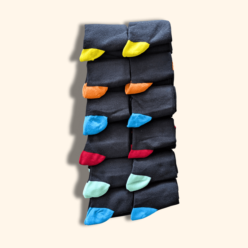12 Pairs Men's Soft Cotton Colourful Heel Toe Black Argyle Diamond Easycare Comfortable Shoe Socks Flat Toe Seam Durable Work School Business Wear UK 6-11 by Sock Stack