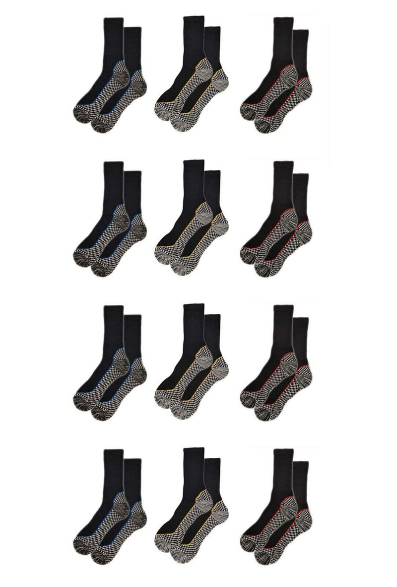 12 Pairs Mens Heavy Duty Bamboo Work Socks Moisture Wicking Cushioned Reinforced Heel Toe for Construction and Outdoor Work UK Sizes 6-11 Sock Stack