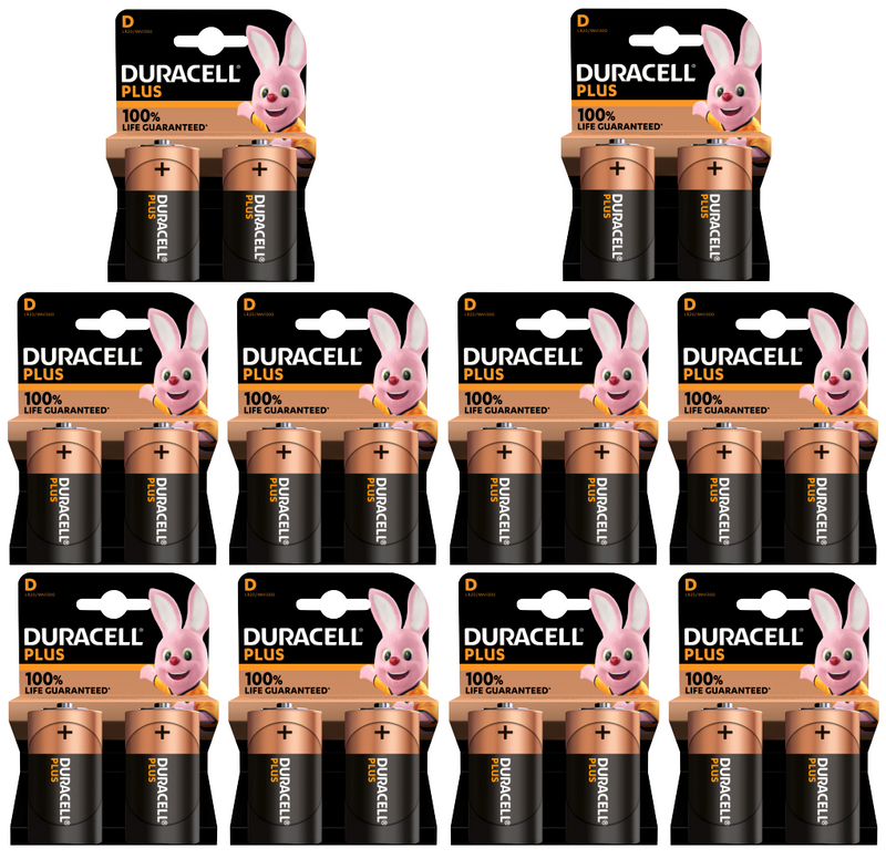 10 X Duracell Plus D Batteries 2 Pack