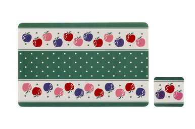 Set of 4 Candy Apple Placemats and Coasters | Placemat & Coaster Set