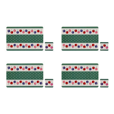 Set of 4 Candy Apple Placemats and Coasters | Placemat & Coaster Set