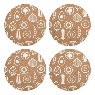 Set of Four Cork Round Placemats | Besa