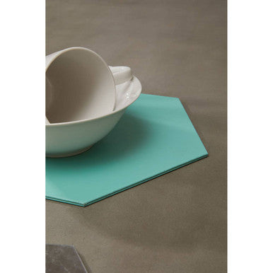 Set of 4 Leather Effect Dipped Jade and Silver Hexagon Placements | Geome