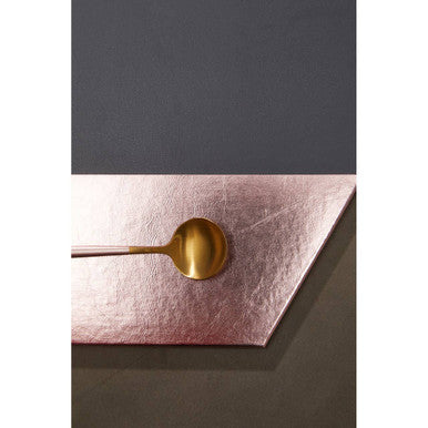 Set of 4 Leather Effect Grey and Rose Gold Hexagon Placements | Geome