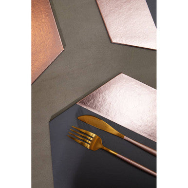Set of 4 Leather Effect Grey and Rose Gold Hexagon Placements | Geome