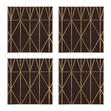 Set of 4 Prism Black and Gold Coasters | Geome