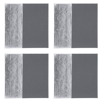 Set of 4 Leather Effect Grey and Silver Coasters | Geome