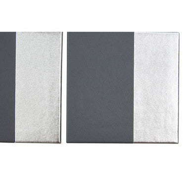 Set of 4 Leather Effect Grey and Silver Coasters | Geome