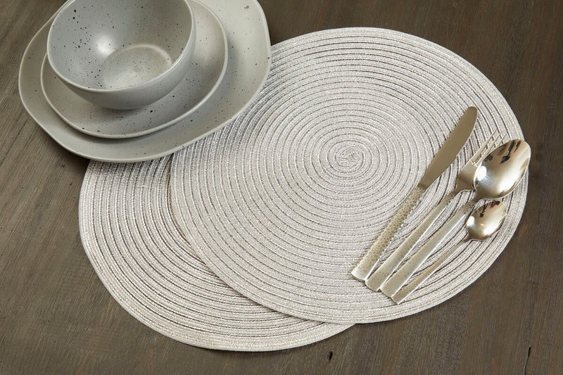 Round Silver Thread Woven Placemat |Alice