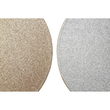 Set of 4 Reversible Gold and Silver Glitter Placemats | Geome
