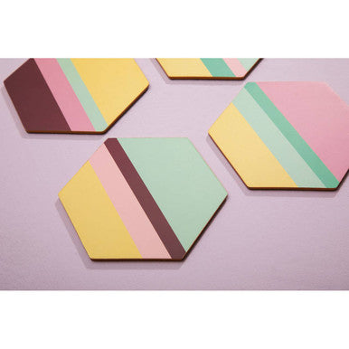 Set of 4 Miami Striped Gold Foil Coasters | Mimo