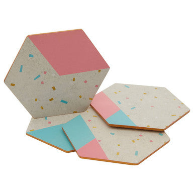 Set of 4 Hexagonal Cork Coasters | Mimo