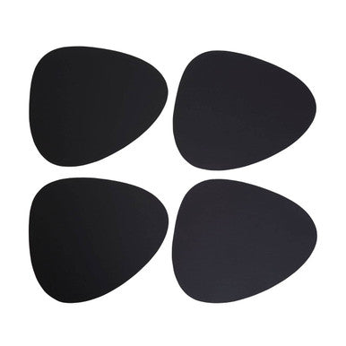 Pebble 4 Piece Black Leather Placemats | Catlins