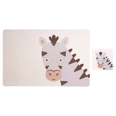 Set of 2 Zebra Placemat and Coaster | Effy