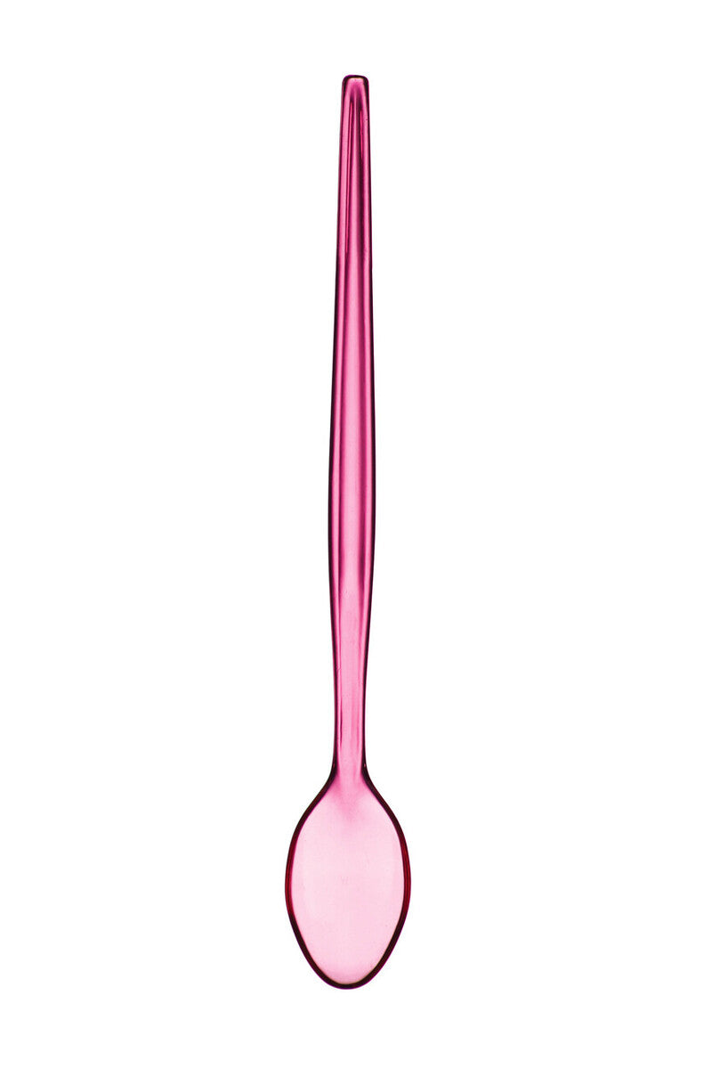 Set of Six Pink Plastic Sundae Spoons | Summer