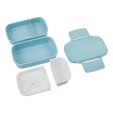 Light Blue Lunch Box with Cutlery | Grub Tub