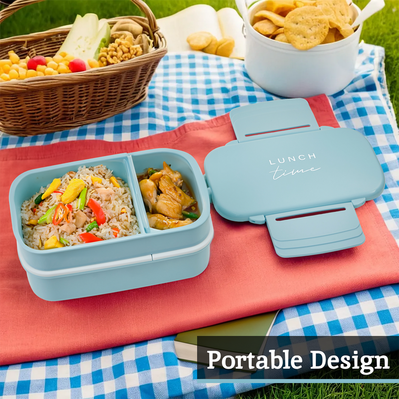 Light Blue Lunch Box with Cutlery | Grub Tub
