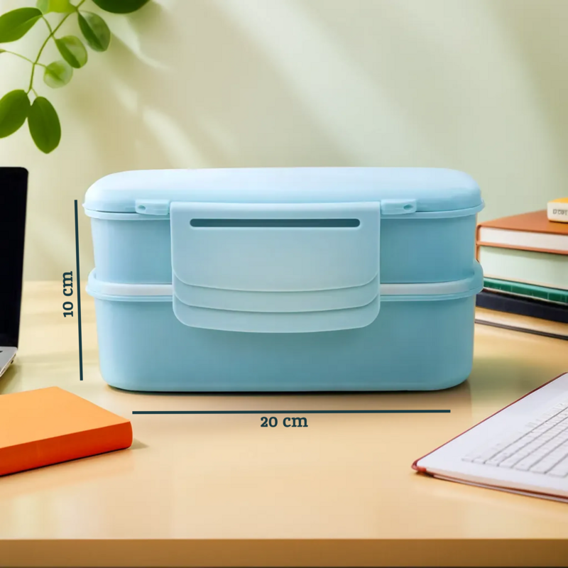 Light Blue Lunch Box with Cutlery | Grub Tub