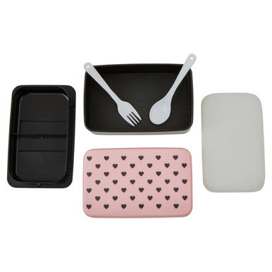 Light Pink Hearts Lunch Box with Cutlery | Grub Tub