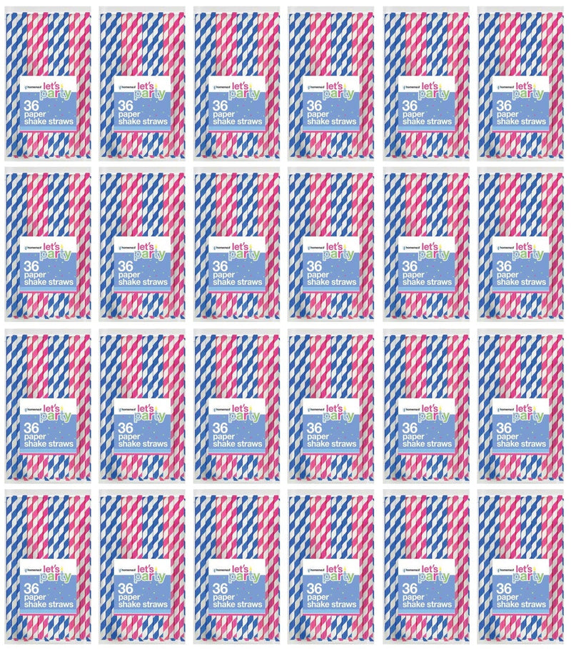 24 X Lets Party Striped Paper Straws 36 PACK