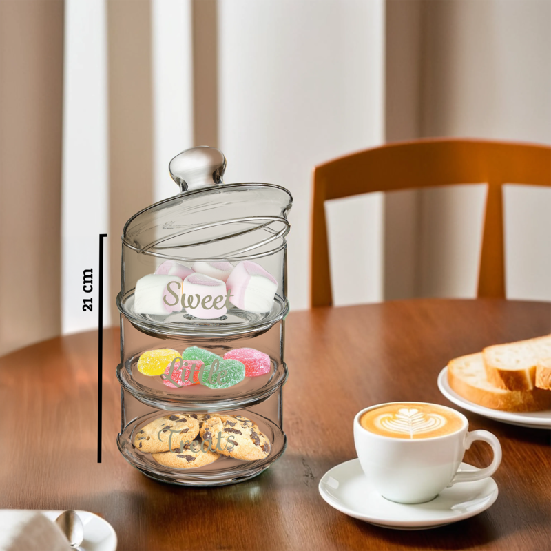 Stackable 3 Tier Glass Storage Jar | Olivia