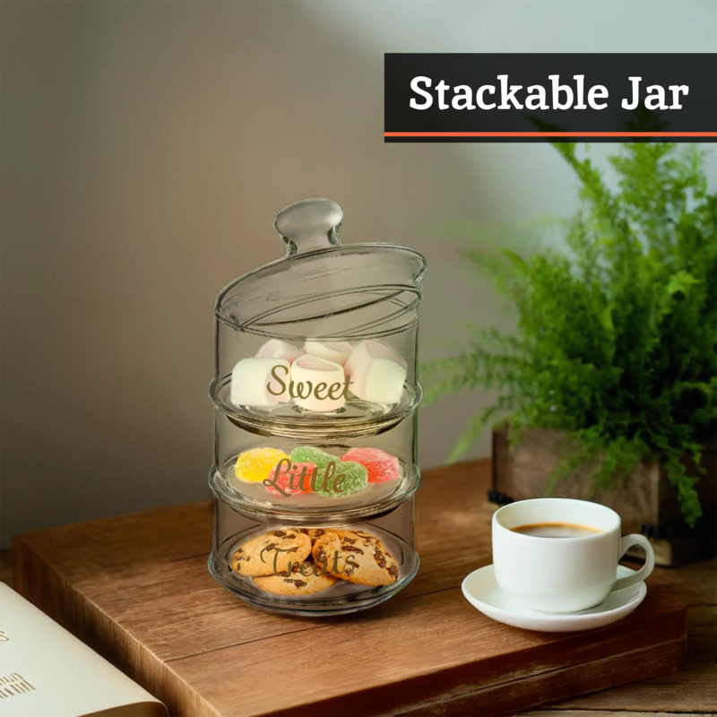 Stackable 3 Tier Glass Storage Jar | Olivia