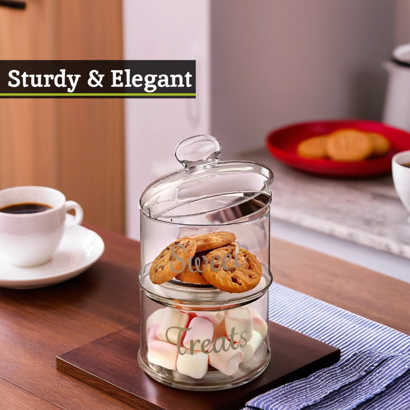 Stackable 2 Tier Glass Storage Jar | Olivia