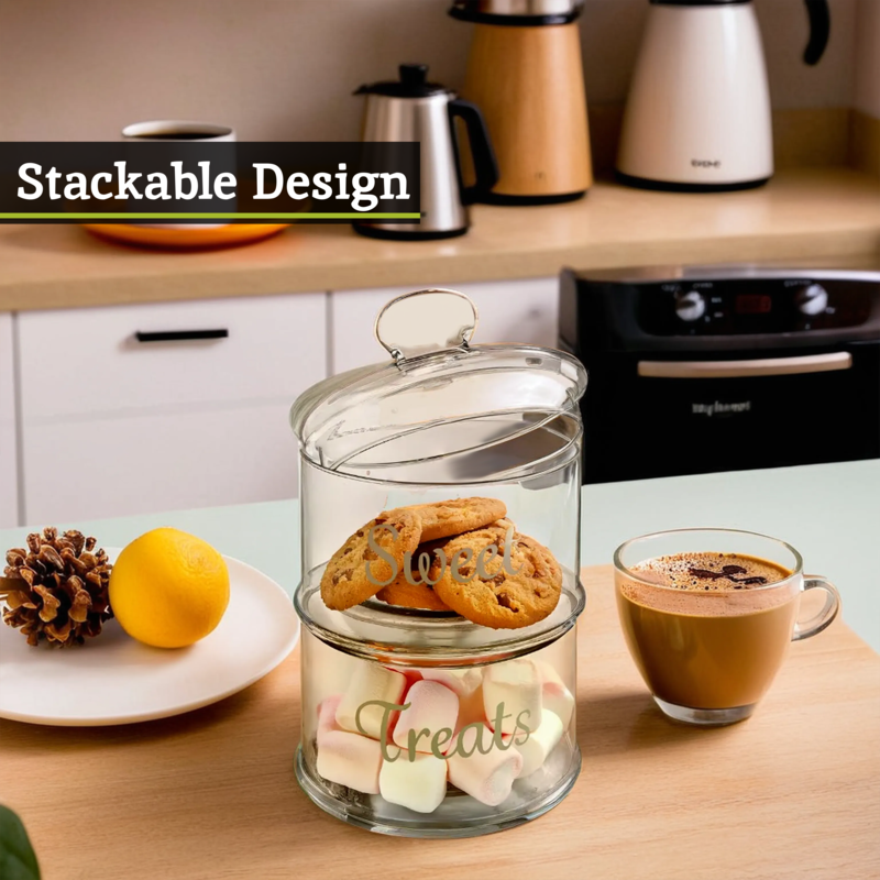 Stackable 2 Tier Glass Storage Jar | Olivia