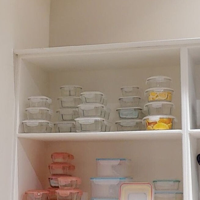 2 Section Square Glass Container with Lid 800 Ml | Freska