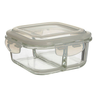 2 Section Square Glass Container with Lid 800 Ml | Freska