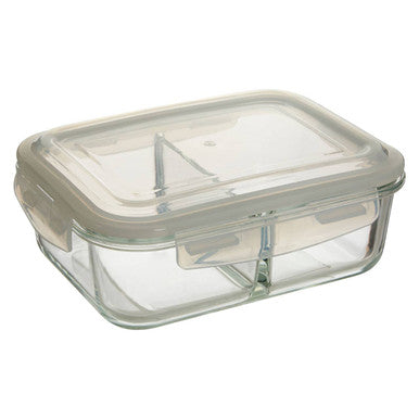 2 Section Rectangular Glass Container with Lid 1520 Ml | Freska