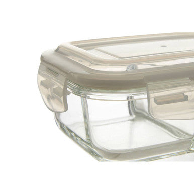 2 Section Rectangular Glass Container with Lid 1520 Ml | Freska