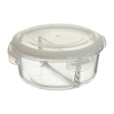 2 Section Round Glass Container with Lid 950 Ml | Freska
