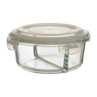 2 Section Round Glass Container with Lid 950 Ml | Freska