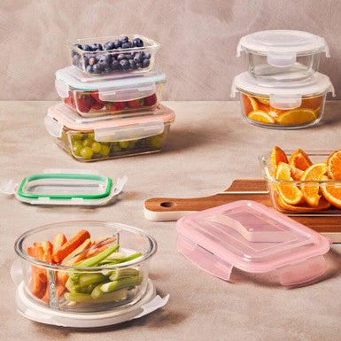 2 Section Round Glass Container with Lid 950 Ml | Freska