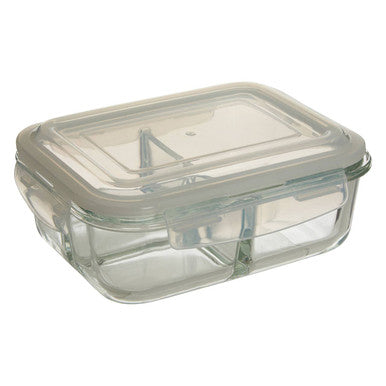 3 Section Rectangular Glass Container with Lid 1040 Ml | Freska