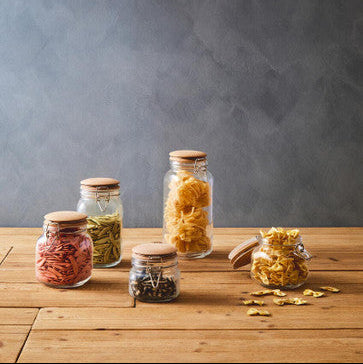 Luca Square 2150ml Glass Jar With Wooden Lid.