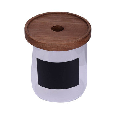 Glass Storage Jar with Acacia Lid and Chalkboard 750 Ml | Tromso