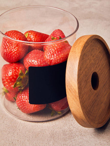 Glass Storage Jar with Acacia Lid and Chalkboard 750 Ml | Tromso