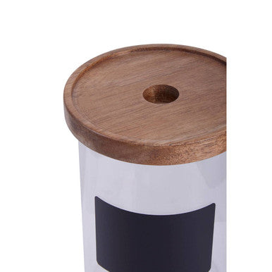 Glass Storage Jar with Acacia Lid and Chalkboard 950 Ml | Tromso