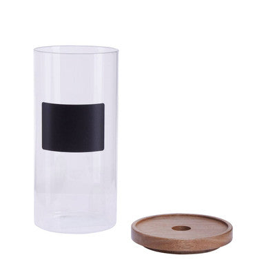 Glass Storage Jar with Acacia Lid and Chalkboard 1300 Ml | Tromso