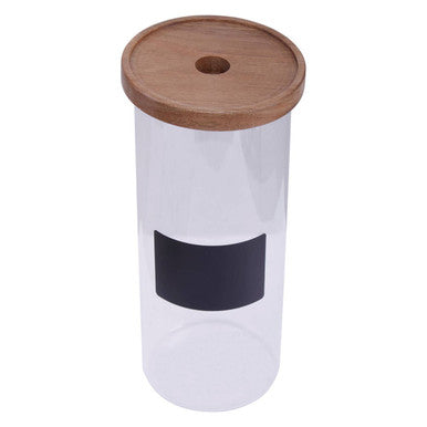 Glass Storage Jar with Acacia Lid and Chalkboard 1300 Ml | Tromso