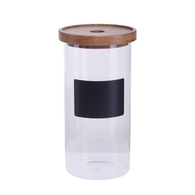 Glass Storage Jar with Acacia Lid and Chalkboard 1300 Ml | Tromso