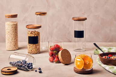 Glass Storage Jar with Acacia Lid and Chalkboard 1300 Ml | Tromso