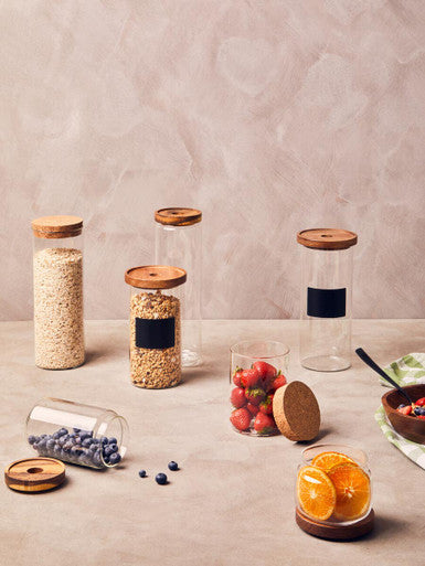 Glass Storage Jar with Acacia Lid and Chalkboard 1300 Ml | Tromso