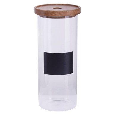 Glass Storage Jar with Acacia Lid and Chalkboard 1800 Ml | Tromso