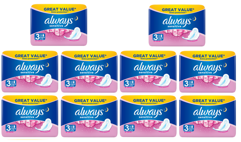 10 x Always Sensitive Night - 10 Pack