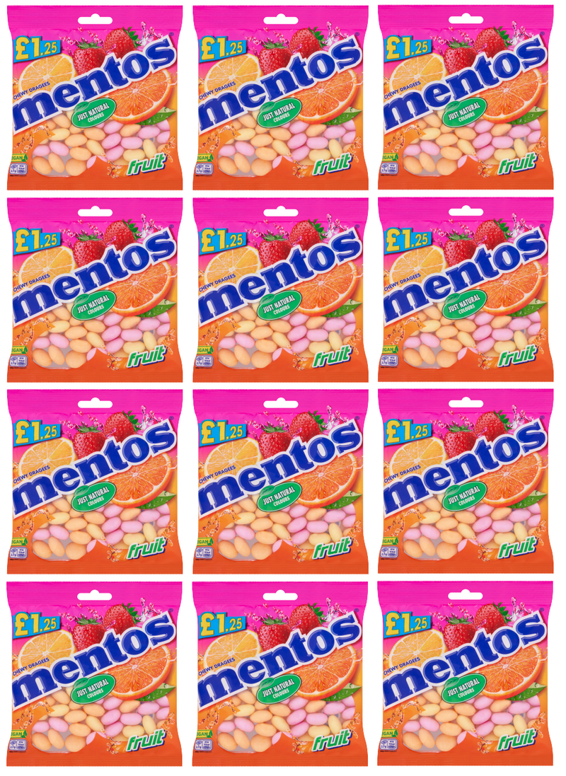 12 X Mentos Fruit Bag 135G