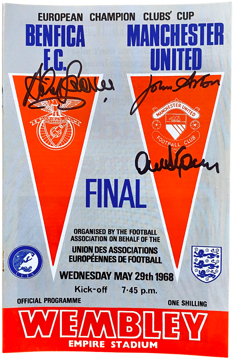 1968 European Cup Final Programme 3X Signed by Alex Stepney, David Sadler & John Aston